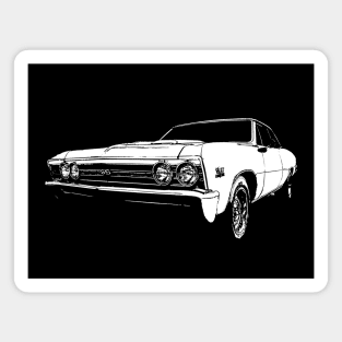 1967 Chevy Chevelle - stylized white on dark background Magnet